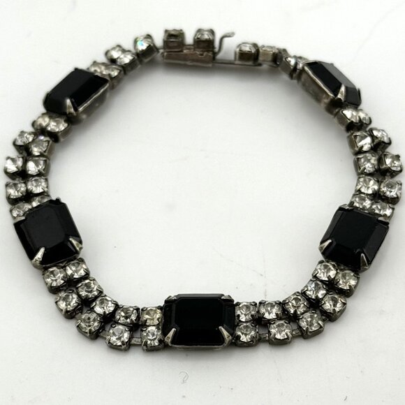 Vintage black rhinestone bracelet - Picture 1 of 5